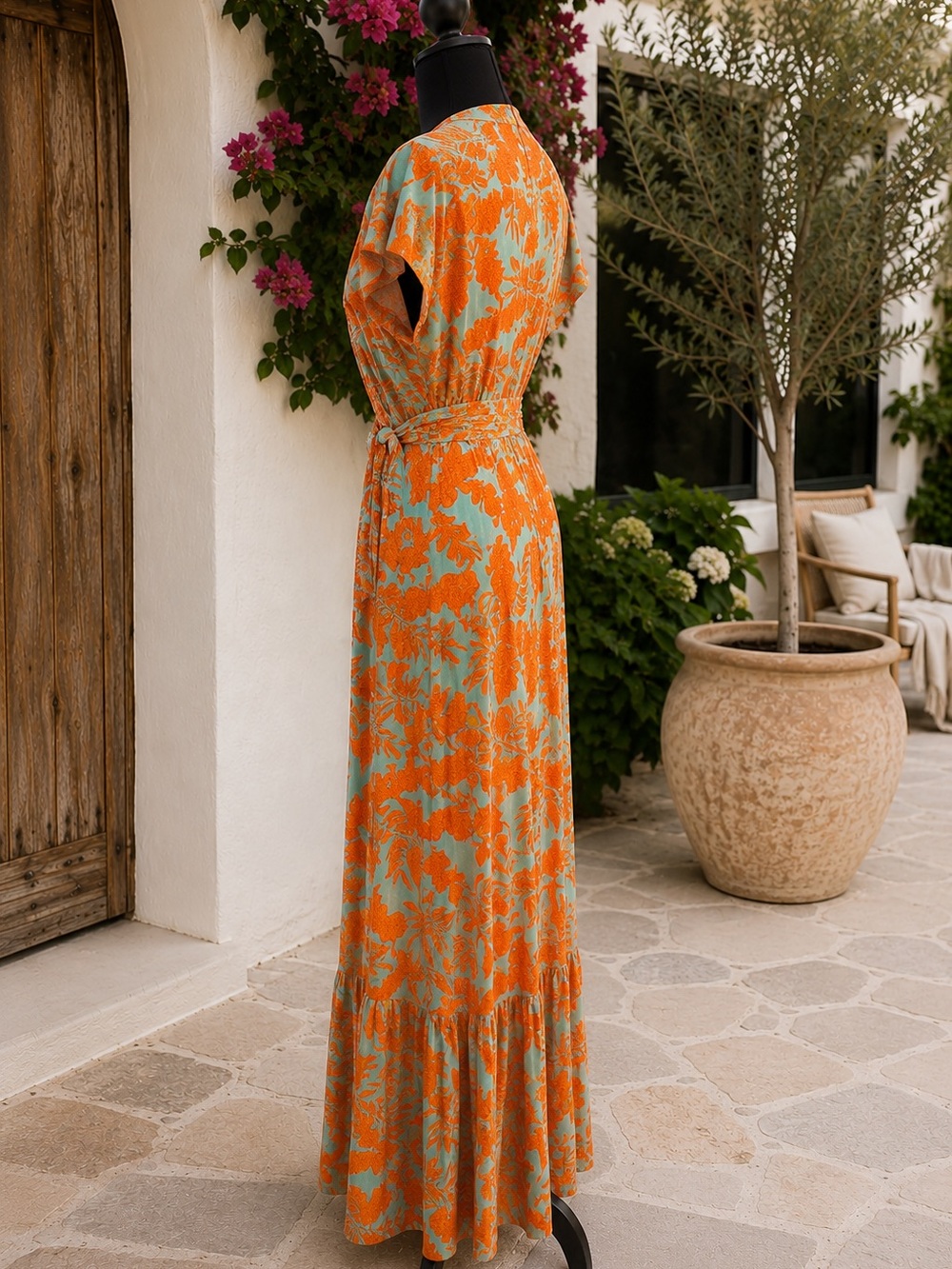 XIX•Palms Honolulu, Hawaii, tropical wrap, maxi dress| size medium - Picture 3 of 5